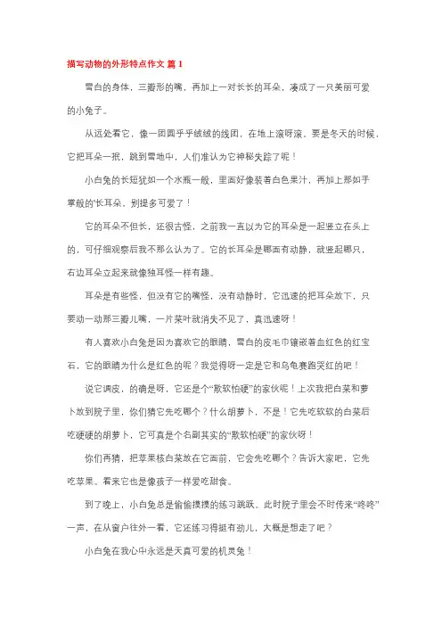 描写小动物的外形特点50字