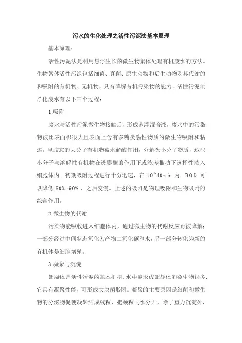 污水的生化处理之活性污泥法基本原理