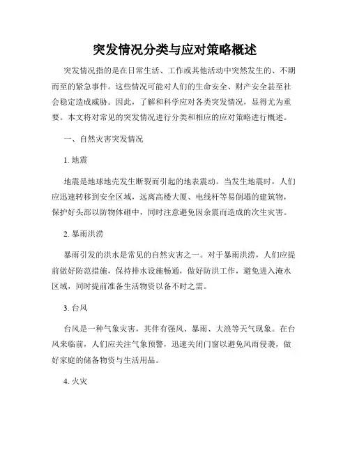 突发情况分类与应对策略概述