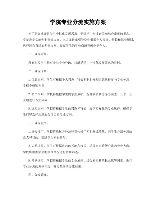 学院专业分流实施方案