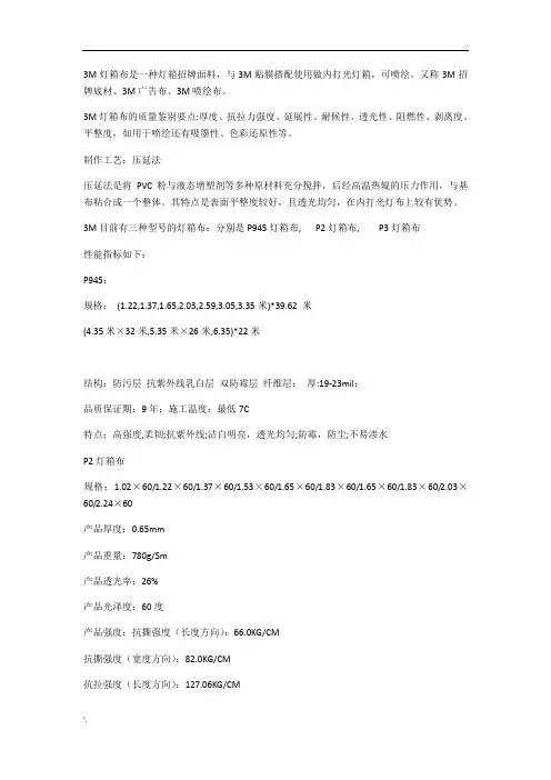 3M灯箱布材质说明