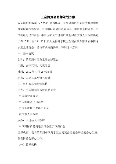 五金博览会总体策划方案