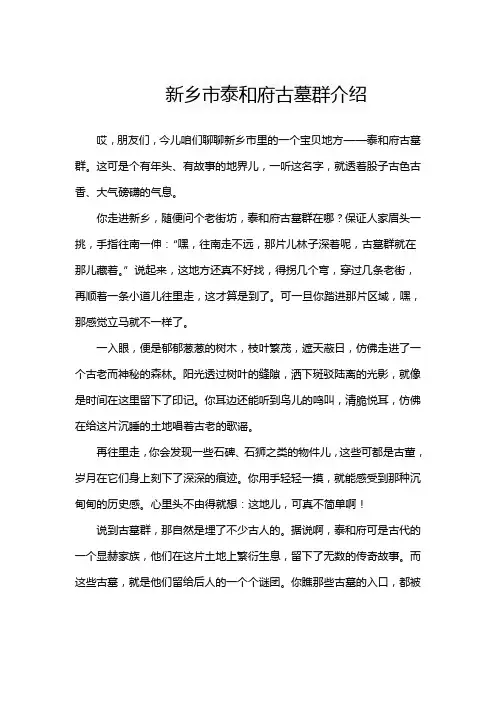 新乡市泰和府古墓群介绍