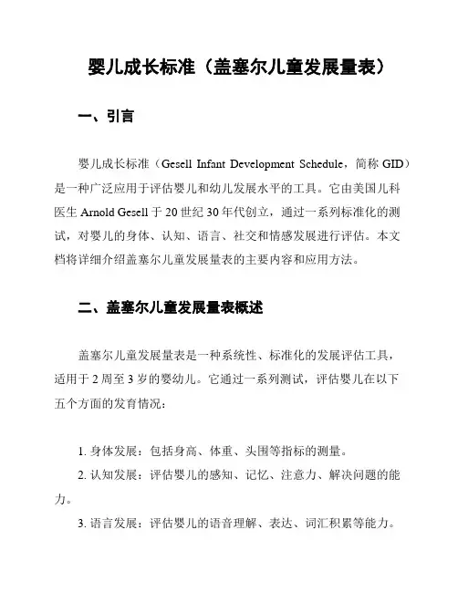 婴儿成长标准(盖塞尔儿童发展量表)