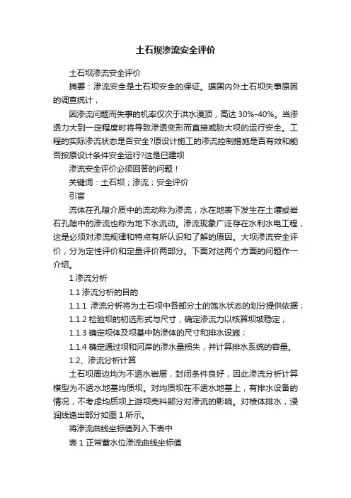 土石坝渗流安全评价
