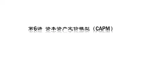第6讲  资本资产定价模型(CAPM) (《金融经济学》PPT课件)