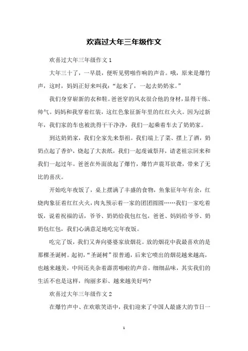 欢喜过大年三年级作文
