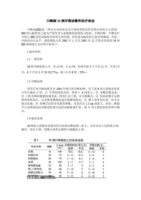 川崎病26例早期诊断和治疗体会