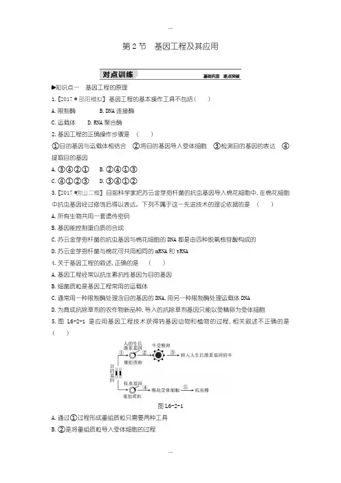 2020届人教版生物必修2练习：第6章第2节 基因工程及其应用含答案