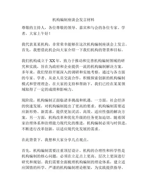 机构编制座谈会发言材料