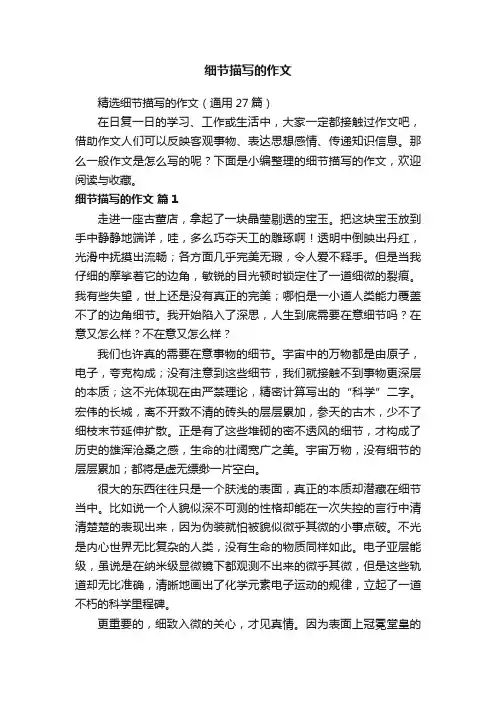 精选细节描写的作文（通用27篇）