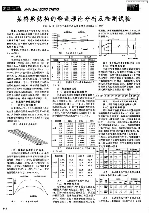 某桥梁结构的静载理论分析及检测试验