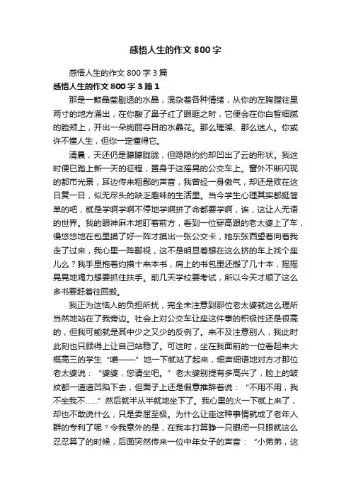 感悟人生的作文800字3篇