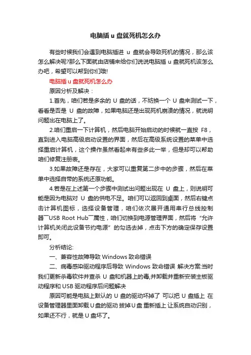 电脑插u盘就死机怎么办