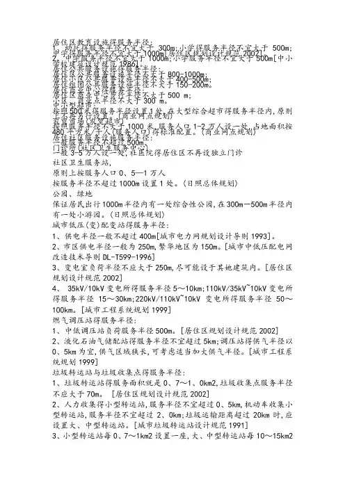 公共服务设施半径