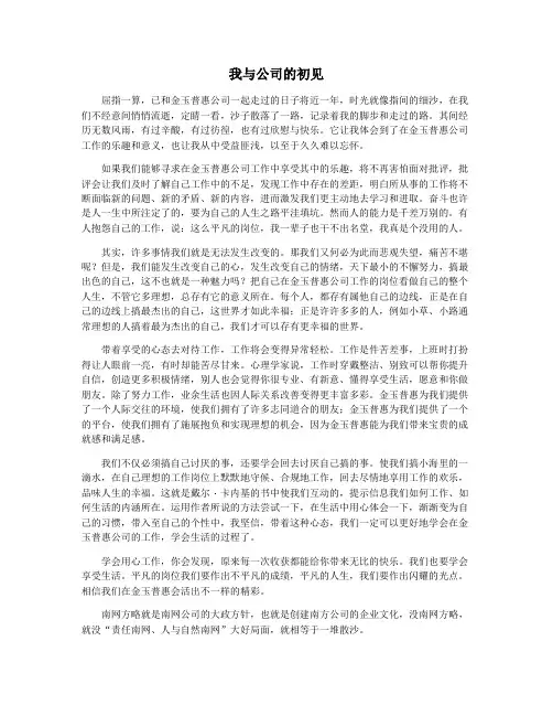 我与公司的初见