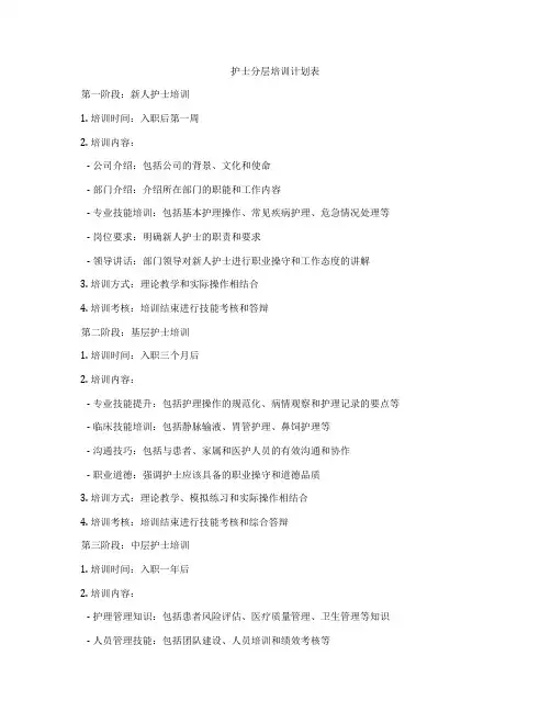 护士分层培训计划表