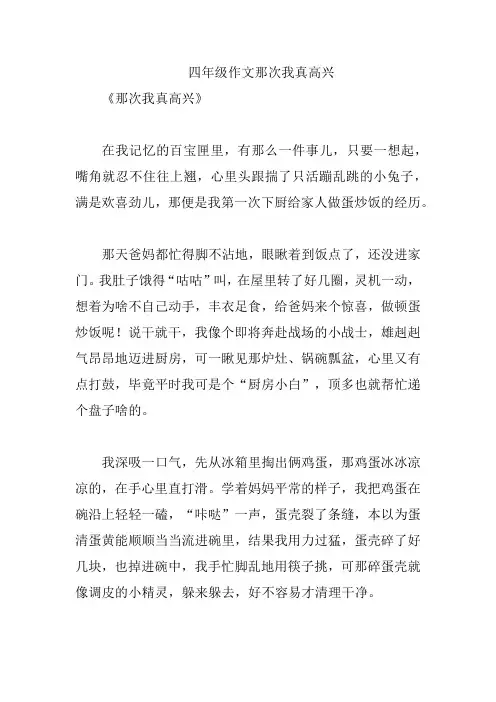 四年级作文那次我真高兴