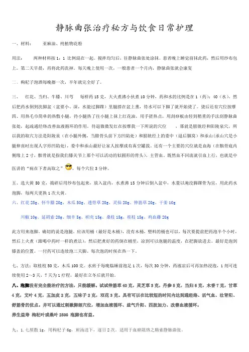 静脉曲张治疗秘方与饮食日常护理