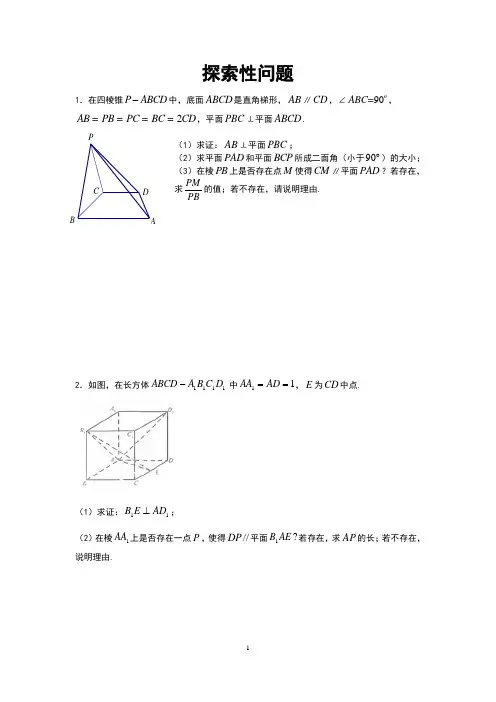 立体几何探究性问题
