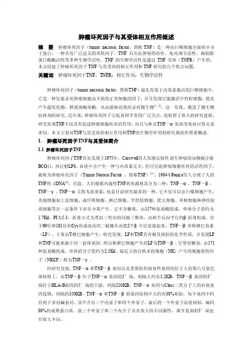 肿瘤坏死因子与其受体相互作用概述