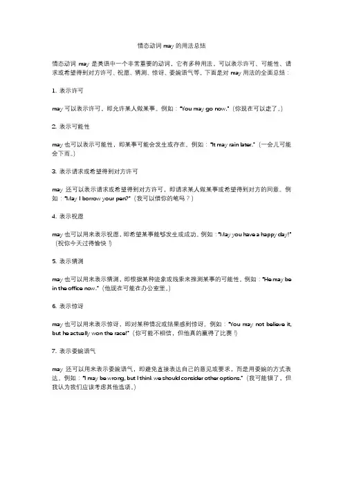 情态动词may的用法总结