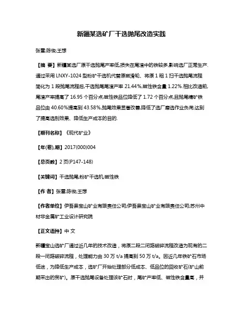 新疆某选矿厂干选抛尾改造实践