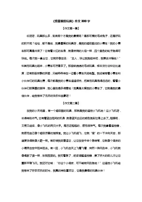 《我喜爱的玩具》作文300字