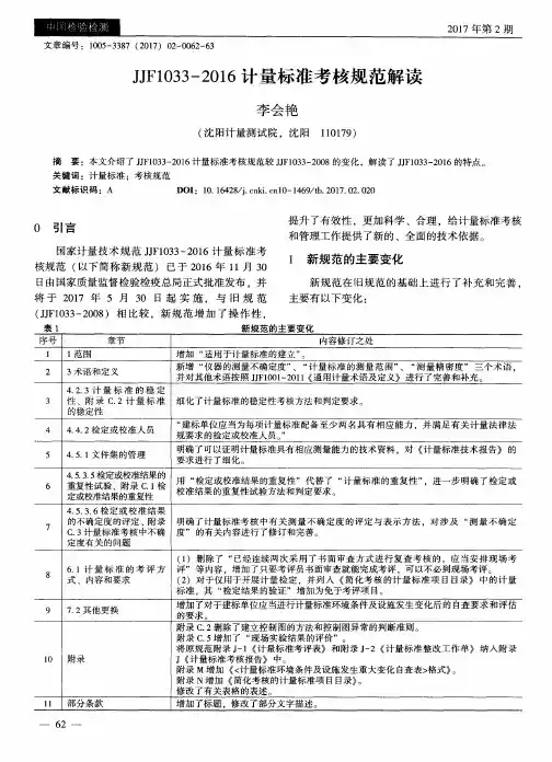 JJF1033-2016计量标准考核规范解读