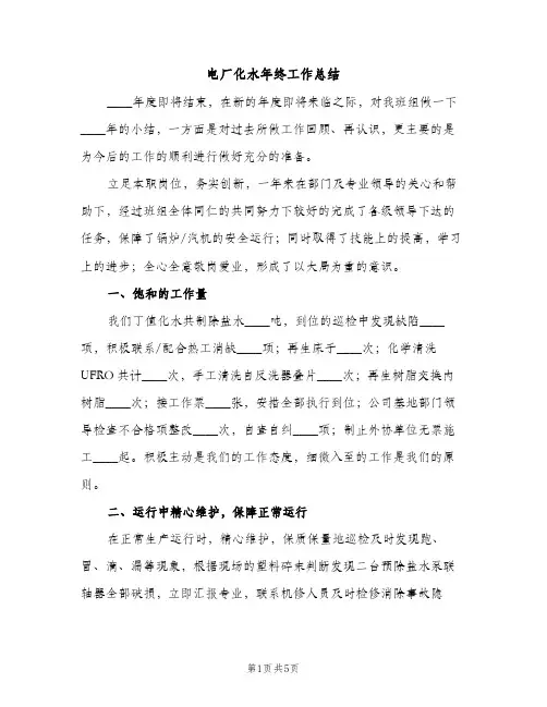 电厂化水年终工作总结（2篇）