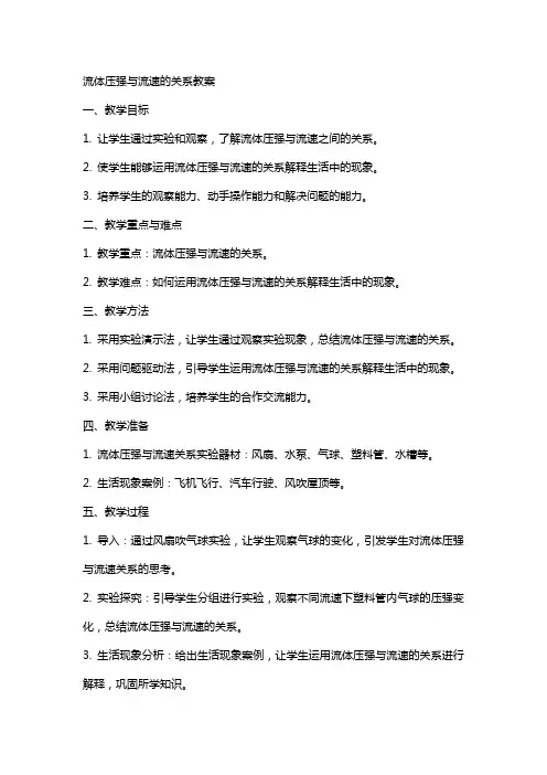 流体压强与流速的关系教案