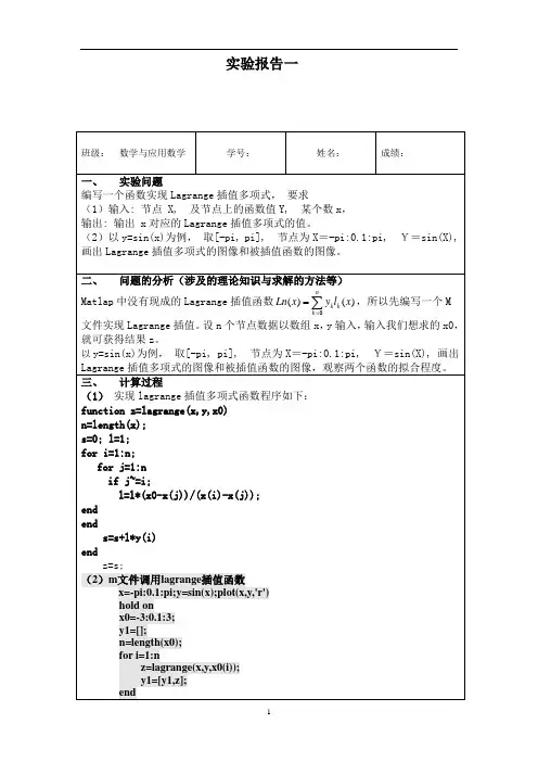 Lagrange插值多项式