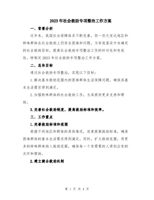 2023年社会救助专项整治工作方案