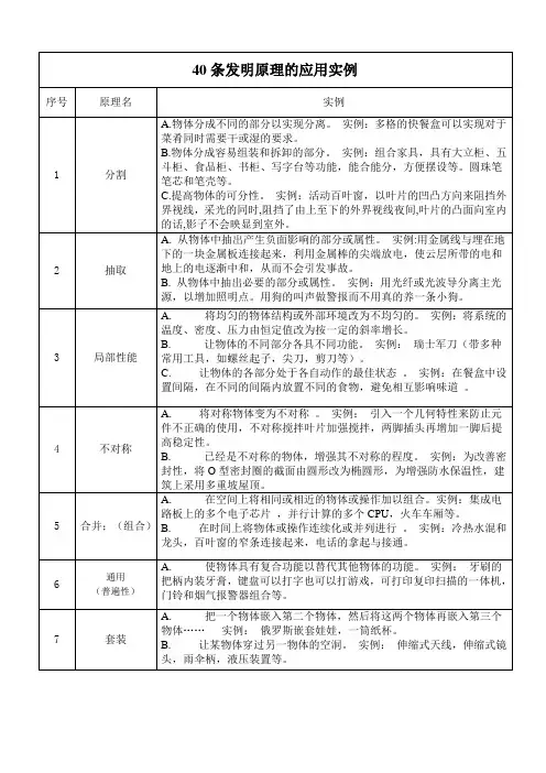 40条发明原理的应用实例