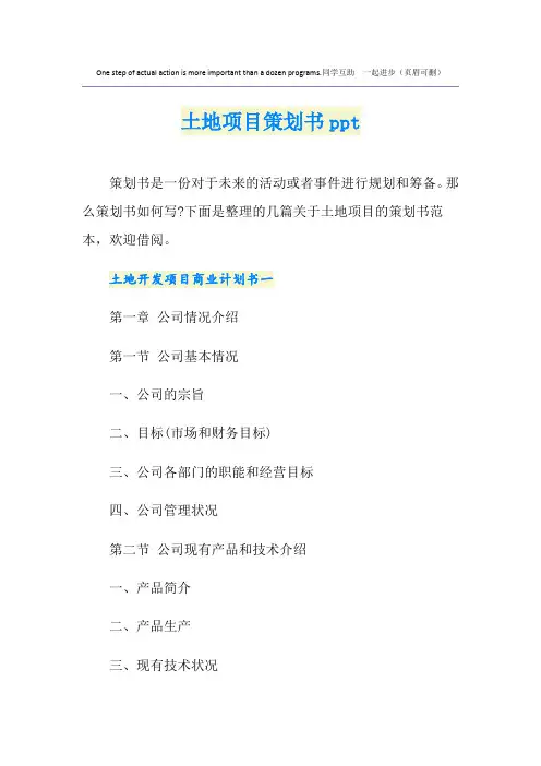 土地项目策划书ppt