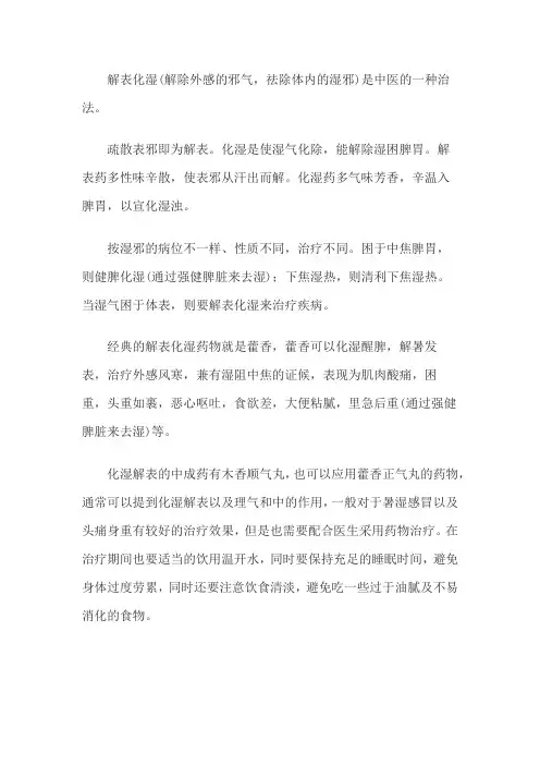 解表化湿的意思