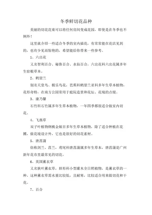 冬季鲜切花品种