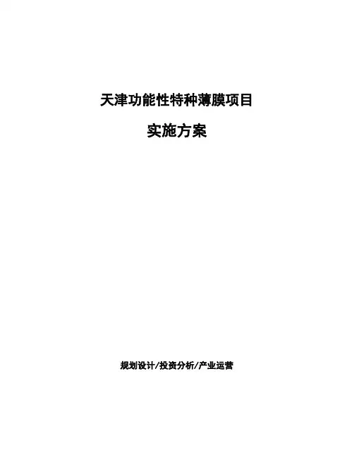 天津功能性特种薄膜项目实施方案