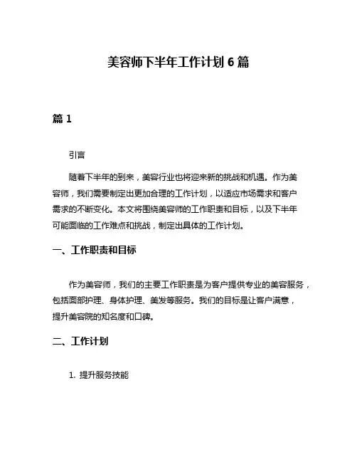 美容师下半年工作计划6篇