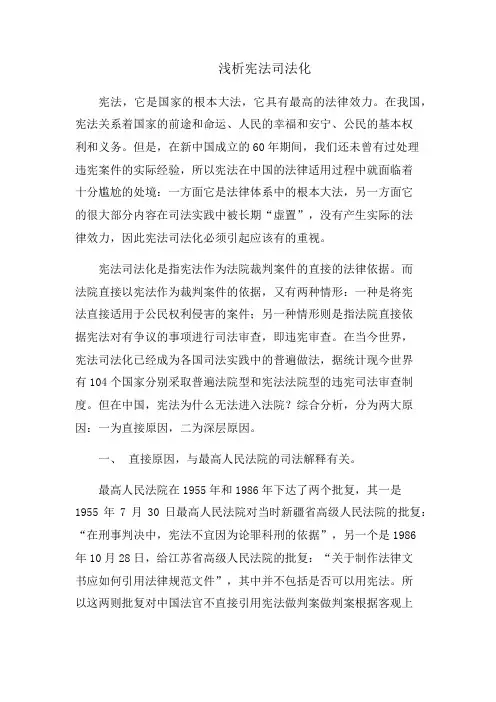 浅析宪法司法化