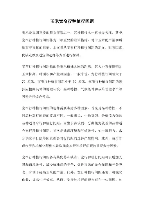 玉米宽窄行种植行间距