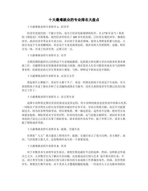 十大最难就业的专业排名大盘点