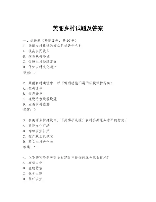 美丽乡村试题及答案