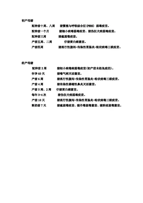 母猪的免疫程序