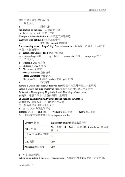 冀教版小学英语三年级下册小学生英语文化背景知识