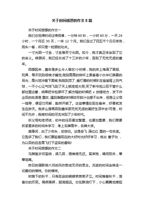 关于时间感想的作文5篇