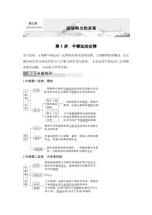 2024届高考物理复习讲义：牛顿运动定律