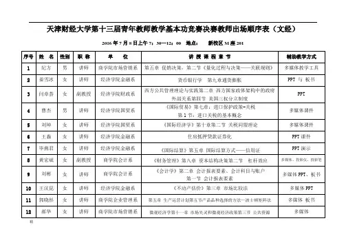 天津财经大学第十三届青年教师教学基本功竞赛决赛教师出场课件.doc