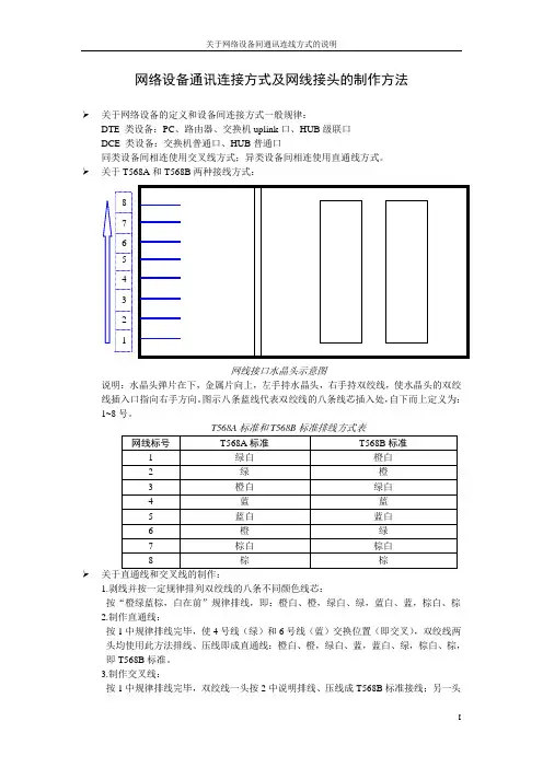 网络设备通讯连接方式及网线接头的制作方法