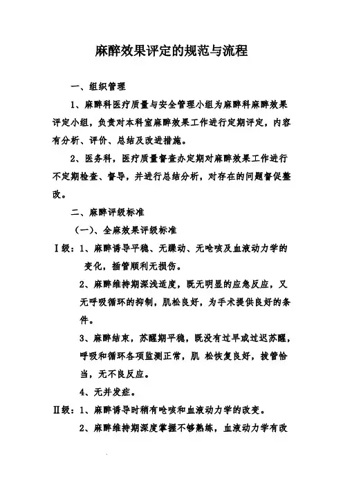 麻醉效果评定规范与流程